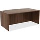 Lorell Essentials Series Bowfront Desk Shell - 71" x 41.4"29.5" Desk, 0.1" Edge - Material: Metal - Finish: Walnut, Laminate