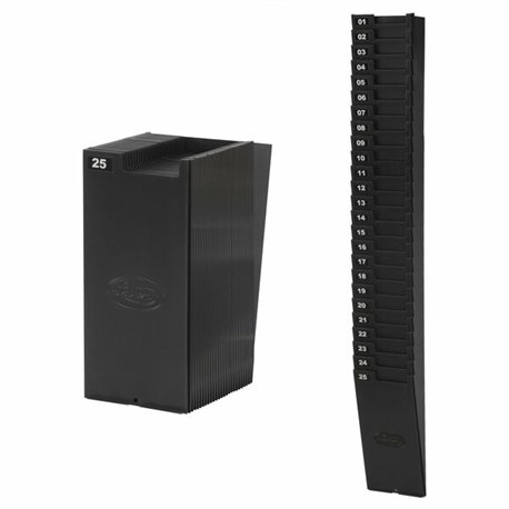 Lathem 25-Pocket Expandable Time Card Rack - 25 Pocket(s) - 33.5" Height x 4.5" Width x 2.3" Depth - Black - Plastic - 1 Each