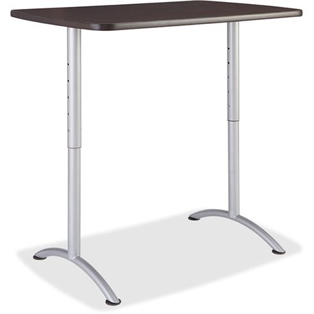 Iceberg Walnut Top Sit-to-Stand Table - Thermofused Melamine (TFM) Rectangle Top - Arch Base - 2 Legs - Adjustable Height - 36" 