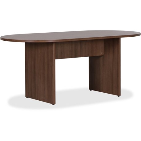 Lorell Essentials Oval Conference Table - 1.3" Table Top, 0" Edge, 70.9" x 35.4"29.5" Table - Finish: Walnut Laminate - Adjustab