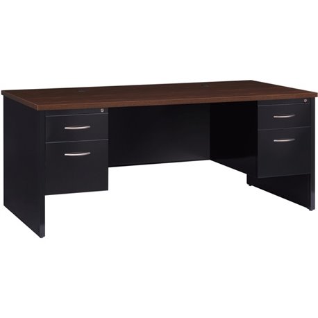 Lorell Fortress Modular Series Double-Pedestal Desk - 72" x 36" , 1.1" Top - 2 x Box, File Drawer(s) - Double Pedestal - Materia