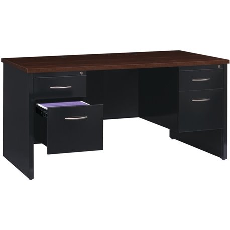 Lorell Fortress Modular Series Double-Pedestal Desk - 60" x 30" , 1.1" Top - 4 x Box, File Drawer(s) - Double Pedestal - Materia