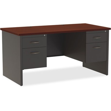 Lorell Fortress Modular Series Double-Pedestal Desk - 60" x 30" , 1.1" Top - 2 x Box, File Drawer(s) - Double Pedestal - Materia