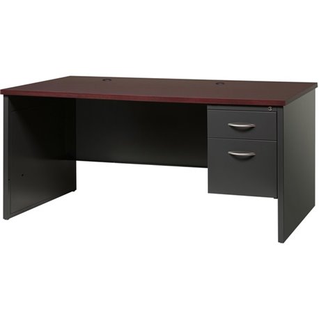 Lorell Fortress Modular Series Right-Pedestal Desk - 66" x 30" , 1.1" Top - 2 x Box, File Drawer(s) - Single Pedestal on Right S