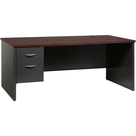 Lorell Fortress Modular Series Left-Pedestal Desk - 72" x 36" , 1.1" Top - 2 x Box, File Drawer(s) - Single Pedestal on Left Sid