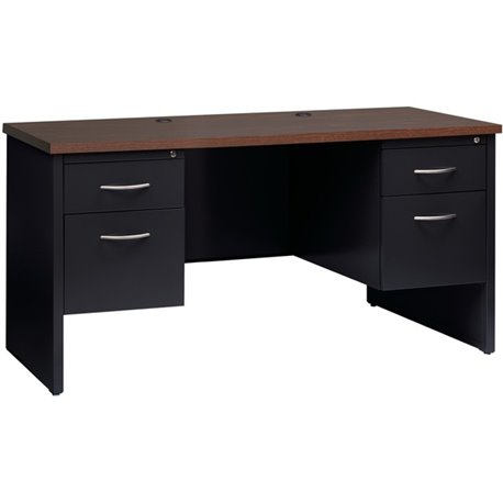 Lorell Fortress Modular Series Double-pedestal Credenza - 60" x 24" , 1.1" Top - 2 x Box, File Drawer(s) - Double Pedestal - Mat