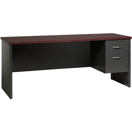 Lorell Fortress Modular Series Right-pedestal Credenza - 72" x 24" , 1.1" Top - 2 x Box, File Drawer(s) - Single Pedestal on Rig