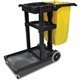 Impact Janitor's Cart with 25-Gallon Yellow Vinyl Bag - Folding Handle - 8" , 2.50" Caster Size - Structofoam, Polyethylene, Vin