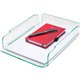 Lorell Single Stacking Document Tray - Desktop - Durable, Lightweight, Non-skid, Stackable - Clear, Green - Acrylic - 1 Each