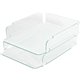 Lorell Stacking Document Trays - Desktop - Durable, Lightweight, Non-skid, Stackable - Clear, Green - Acrylic - 1 Each