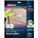 Avery High Visibility Round Labels - - Width1 1/2" Diameter - Permanent Adhesive - Round - Inkjet - Matte - White - Paper - 20 /