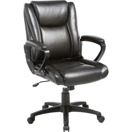 SOHO High-Back Office Chair - Black Bonded Leather Seat - Black Bonded Leather Back - High Back - 5-star Base - 1 Each