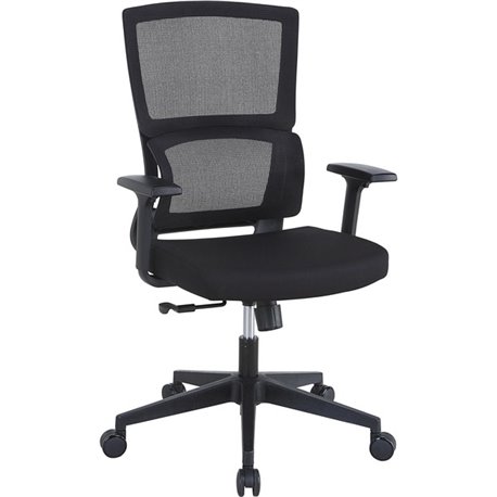 Lorell Mid-back Mesh Chair - Black Fabric Seat - Black Mesh Back - Mid Back - 5-star Base - Armrest - 1 Each