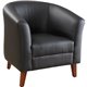 Lorell Barrel Armchair - Four-legged Base - Black - Bonded Leather - Armrest - 1 Each