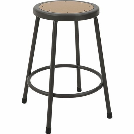 Lorell Metal Shop Stool - Wood, Medium Density Fiber (MDF) Seat - Light Gray - Metal - 1 Each