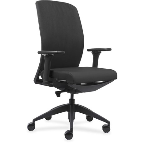 Lorell Executive High-Back Office Chair - Black Fabric Seat - Black Fabric Back - Black Frame - High Back - Vinyl - Armrest - 1 