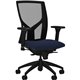 Lorell Justice Series Mesh High-Back Chair - Dark Blue Fabric, Foam Seat - High Back - Black - 1 Each