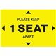 Avery Surface Safe PLEASE KEEP 1 SEAT APART Decals - 10 / Pack - Please Keep 1 Seat Apart Print/Message - 4" Width x 6" Height -