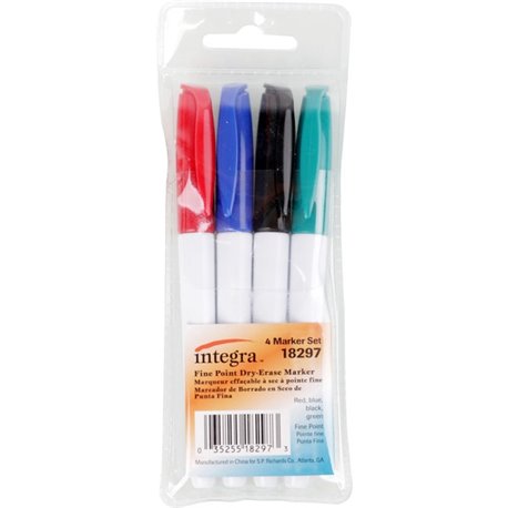 Quartet Premium Glass Board Dry-erase Markers - Fine Marker Point - Black, Blue, Red, Green Liquid Ink - 4 / Pack