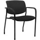 Lorell Advent Upholstered Stack Chairs with Arms - Black Foam, Crepe Fabric Seat - Black Foam, Crepe Fabric Back - Powder Coated