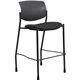 Lorell Advent Stool - Black Crepe Fabric Seat - Black Plastic Back - Powder Coated, Black Tubular Steel Frame - Four-legged Base