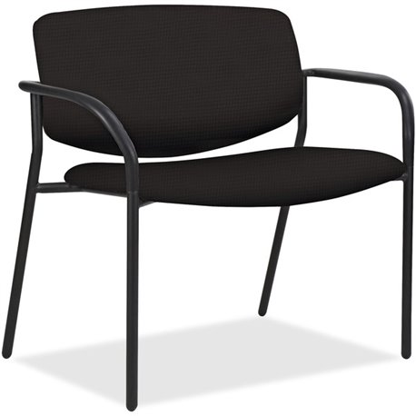 Lorell Avent Big & Tall Upholstered Guest Chair with Arms - Black Steel, Crepe Fabric Seat - Black Steel Back - Powder Coated, B