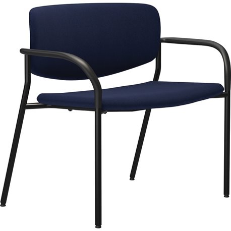 Lorell Avent Big & Tall Upholstered Guest Chair with Arms - Dark Blue Steel, Crepe Fabric Seat - Dark Blue Steel Back - Powder C