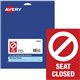 Avery Surface Safe SEAT CLOSED Chair Decals - 10 / Pack - Seat Closed Print/Message - 4" Width x 6" Height - Rectangular Shape -