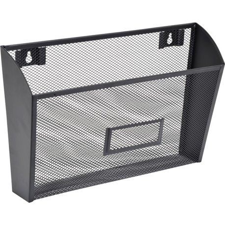 Lorell Mesh Wire Wall Pocket - 6.6" Height x 12.6" Width x 4.8" Depth - Black - 1 Each