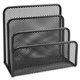 Lorell Mesh Vertical Desktop File Sorter - 4 Divider(s) - 5.6" Height x 5.3" Width x 3.1" Depth - Black - Steel - 1 Each