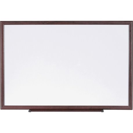 Lorell Dry-Erase Markerboard - 96" (8 ft) Width x 48" (4 ft) Height - White Melamine Surface - Brown Wood Frame - 1 Each