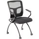 Lorell Mesh Back Nesting Training/Guest Chairs - Fabric Seat - Powder Coated Metal Frame - Four-legged Base - Black - Mesh - Arm