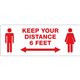 Avery Surface Safe KEEP YOUR DISTANCE Decals - 15 / Pack - Keep Your Distance Print/Message - Rectangular Shape - Water Resistan