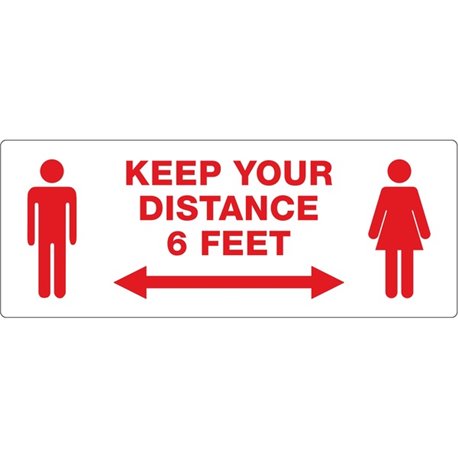 Avery Surface Safe KEEP YOUR DISTANCE Decals - 15 / Pack - Keep Your Distance Print/Message - Rectangular Shape - Water Resistan