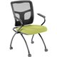 Lorell Mesh Back Nesting Training/Guest Chairs - Dillon Apple Green Antimicrobial Vinyl Seat - Black Mesh Back - Gray Powder Coa