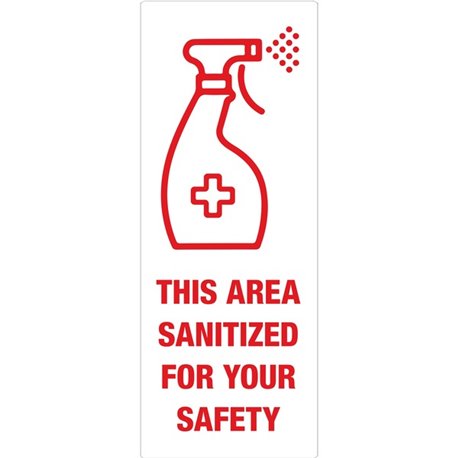 Avery Surface Safe THIS AREA SANITIZED Decals - 15 / Pack - This Area Sanitized Print/Message - Rectangular Shape - Water Resist