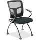 Lorell Mesh Back Nesting Training/Guest Chairs - Dillon Black Antimicrobial Vinyl Seat - Black Mesh Back - Gray Powder Coated Me