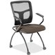 Lorell Mesh Back Nesting Training/Guest Chairs - Dillon Java Antimicrobial Vinyl Seat - Black Mesh Back - Gray Powder Coated Met