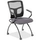 Lorell Mesh Back Nesting Training/Guest Chairs - Canyon Carbon Antimicrobial Vinyl Seat - Black Mesh Back - Gray Powder Coated M