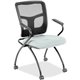 Lorell Mesh Back Nesting Training/Guest Chairs - Castillo Breezy Antimicrobial Vinyl Seat - Black Mesh Back - Gray Powder Coated