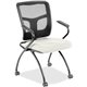 Lorell Mesh Back Nesting Training/Guest Chairs - Dillon Snow Antimicrobial Vinyl Seat - Black Mesh Back - Gray Powder Coated Met