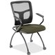 Lorell Mesh Back Nesting Training/Guest Chairs - Canyon Fern Antimicrobial Vinyl Seat - Black Mesh Back - Gray Metal Frame - Fou