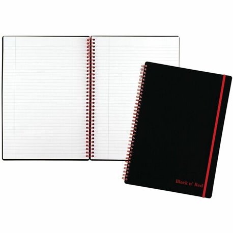 Black n' Red Soft Cover Business Notebook - 70 Sheets - Twin Wirebound - Ruled Margin - 24 lb Basis Weight - 8 1/4" x 11 3/4" - 