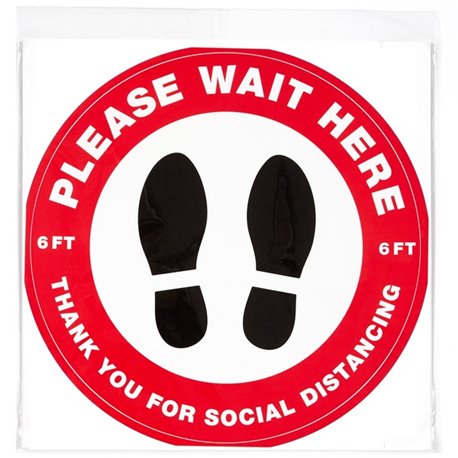 Avery Social Distance PLEASE WAIT HERE Floor Decal - 5 - PLEASE WAIT HERE Print/Message - Round Shape - Pre-printed, Tear Resist