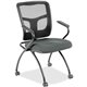 Lorell Mesh Back Nesting Training/Guest Chairs - Expo Fog Fabric Seat - Powder Coated Metal Frame - Four-legged Base - Black - M