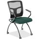 Lorell Mesh Back Nesting Training/Guest Chairs - Forte Chive Fabric Seat - Powder Coated Metal Frame - Four-legged Base - Black 