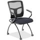 Lorell Mesh Back Nesting Training/Guest Chairs - Fuse Azurean Fabric Seat - Powder Coated Metal Frame - Four-legged Base - Black