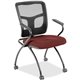 Lorell Mesh Back Nesting Training/Guest Chairs - Fuse Carmine Fabric Seat - Powder Coated Metal Frame - Four-legged Base - Black