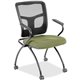 Lorell Mesh Back Nesting Training/Guest Chairs - Fuse Cress Fabric Seat - Powder Coated Metal Frame - Four-legged Base - Black -