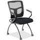 Lorell Mesh Back Nesting Training/Guest Chairs - Insight Ebony Fabric Seat - Powder Coated Metal Frame - Four-legged Base - Blac